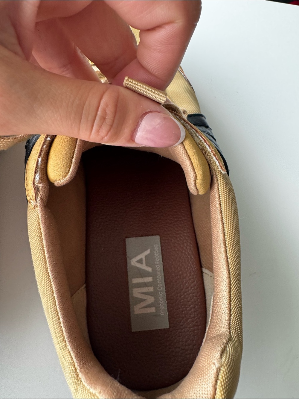Tan Casual Lace-Up Sneakers with Black Accent - Picture 8 of 9